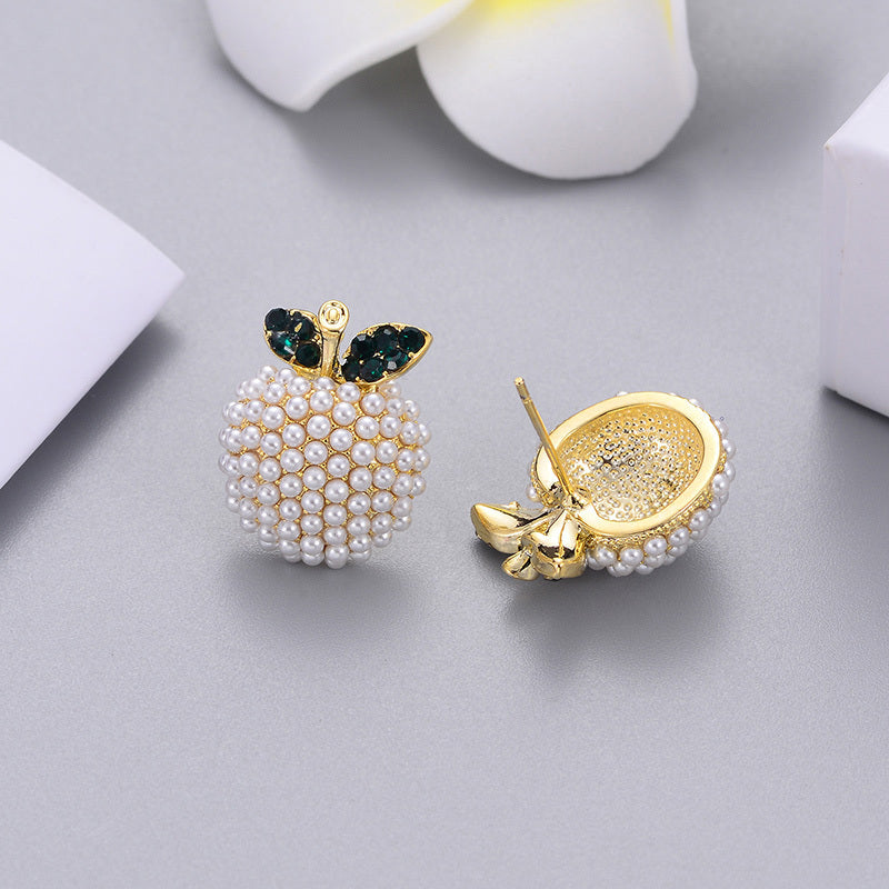 Pearl Apple Stud Earrings