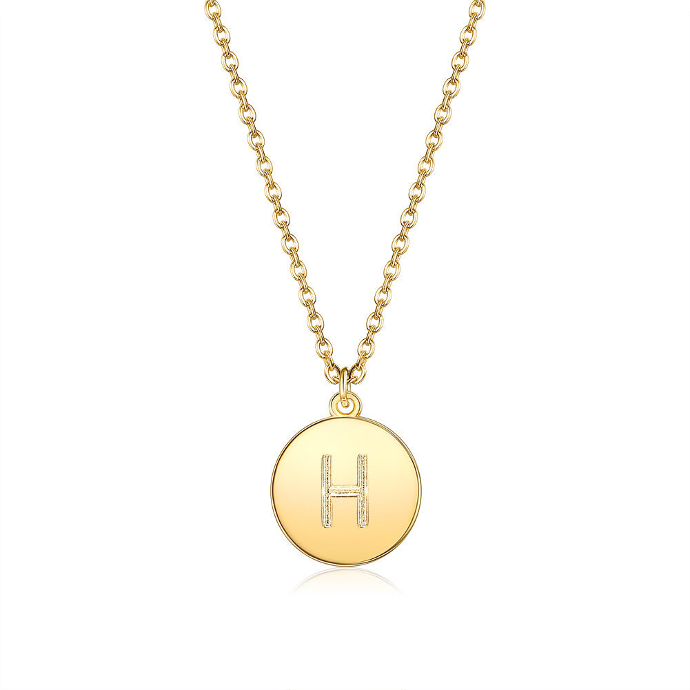 Round Pendant Initial Necklace