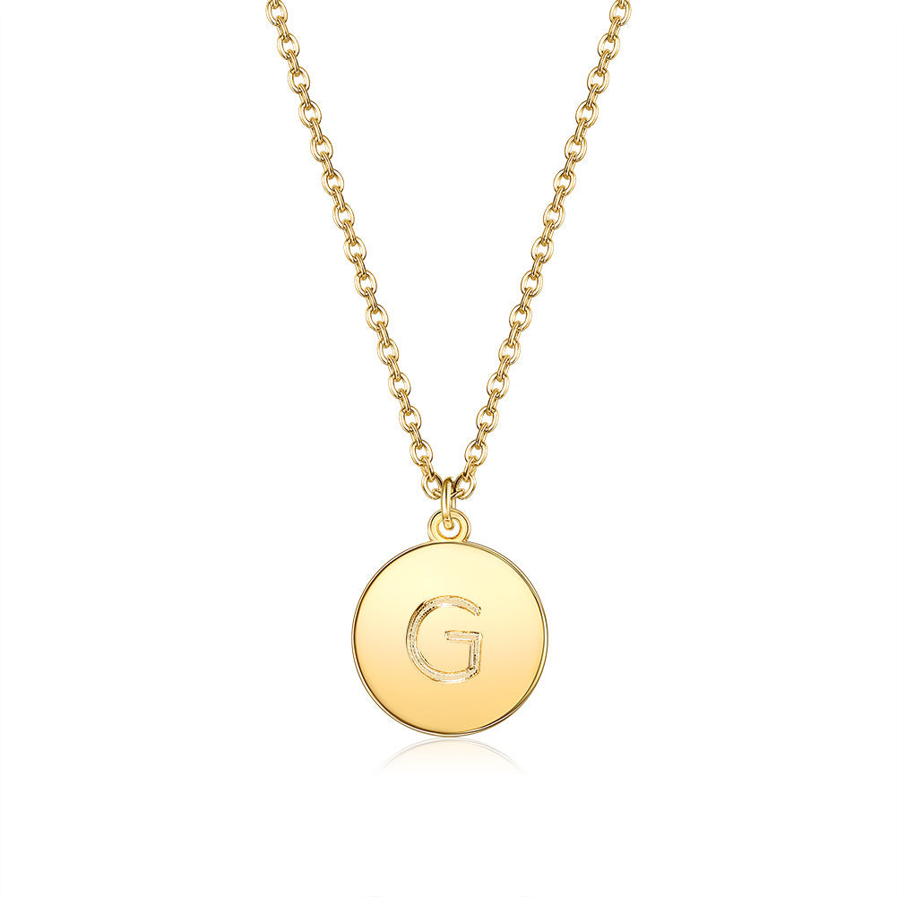 Round Pendant Initial Necklace