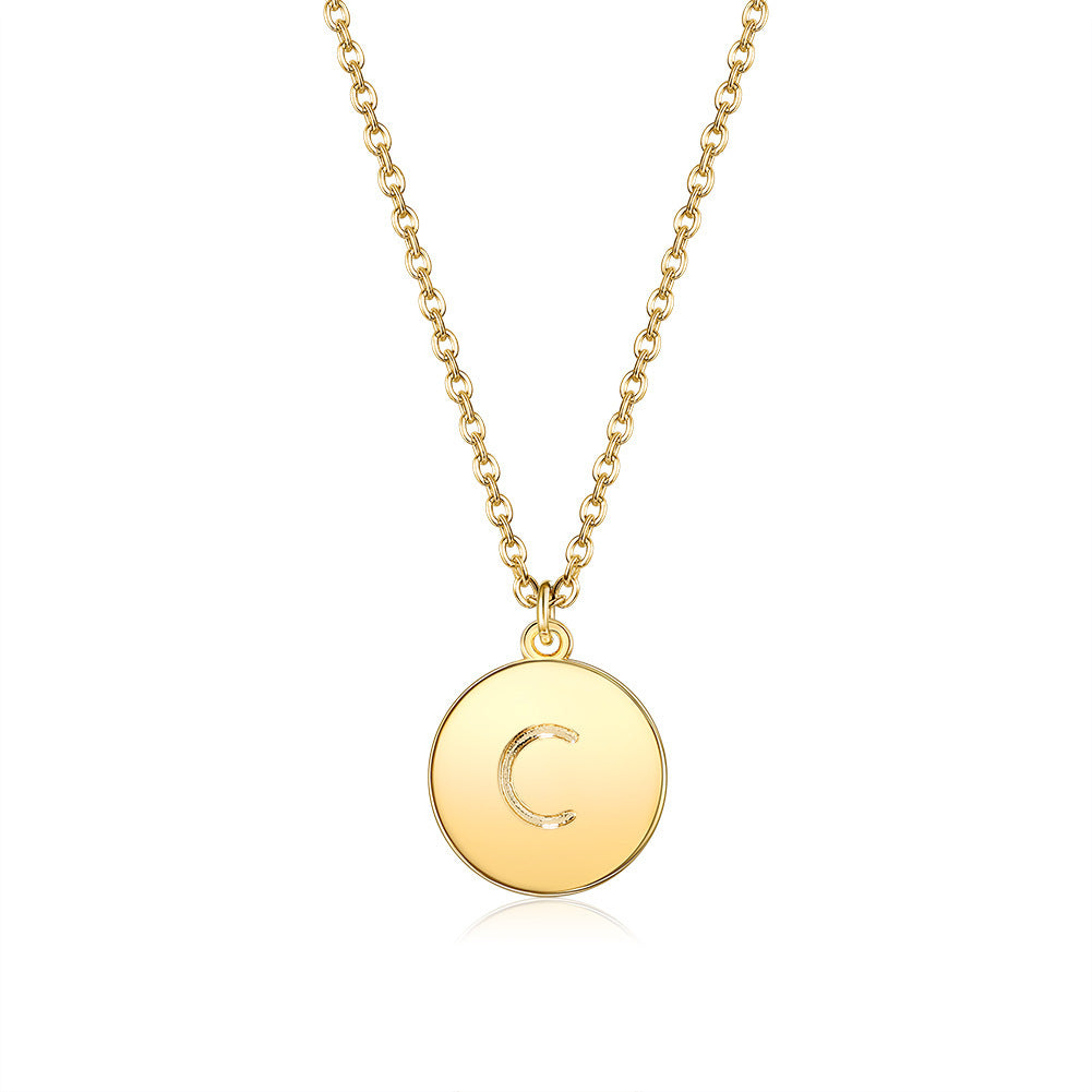 Round Pendant Initial Necklace