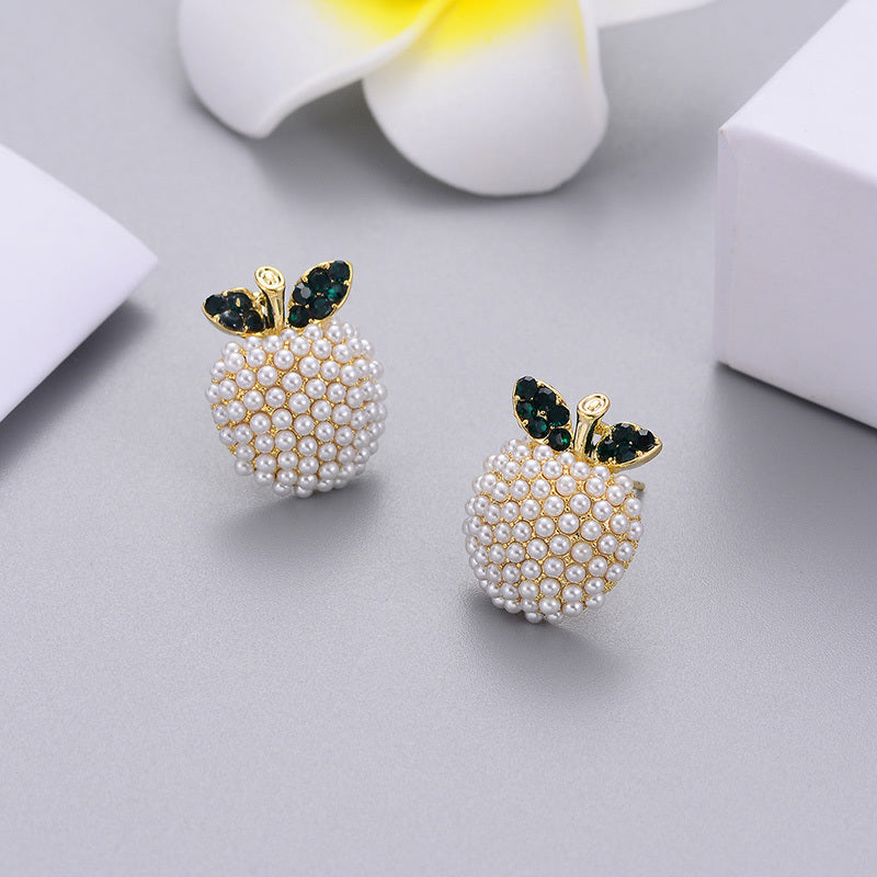 Pearl Apple Stud Earrings