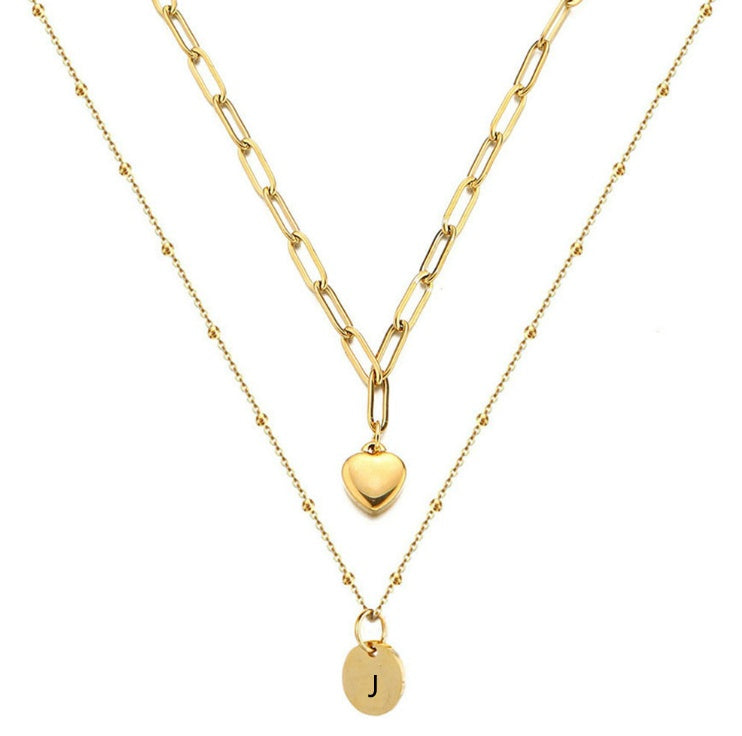 Paperclip Chain Layered Initial Necklace