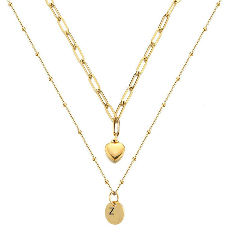 Paperclip Chain Layered Initial Necklace