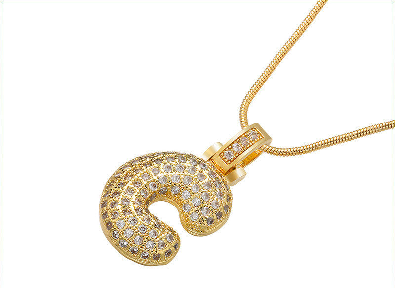 Bubble Letter Initial Necklace