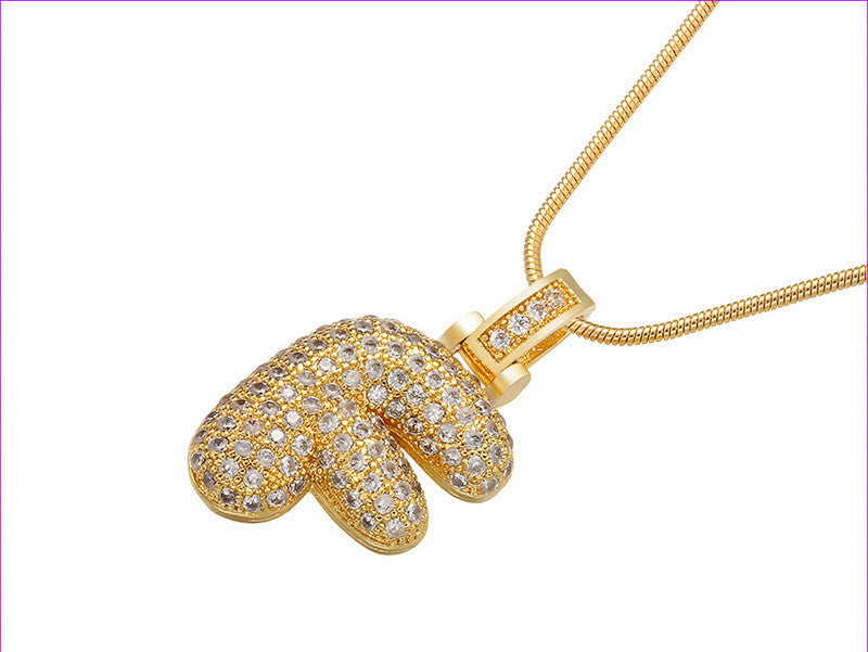 Bubble Letter Initial Necklace