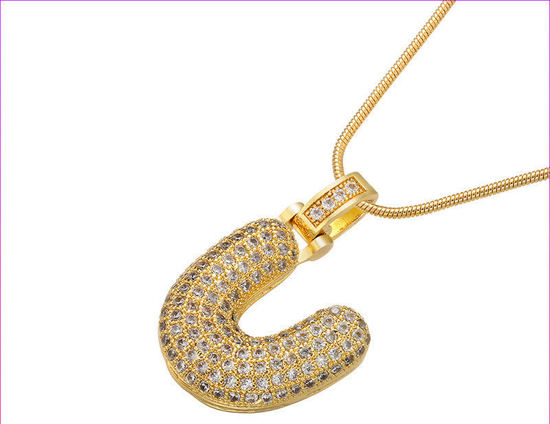 Bubble Letter Initial Necklace
