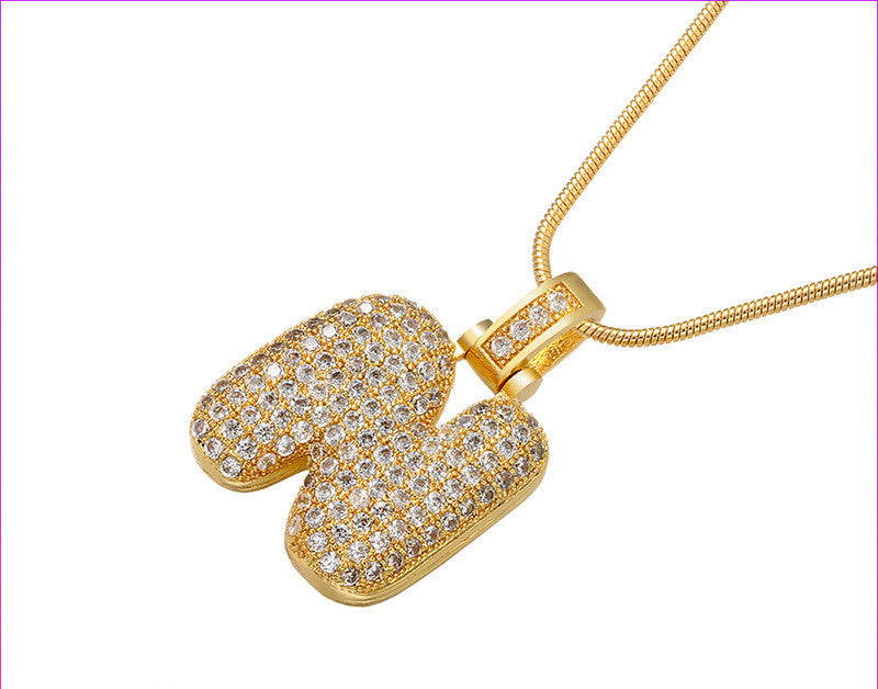 Bubble Letter Initial Necklace