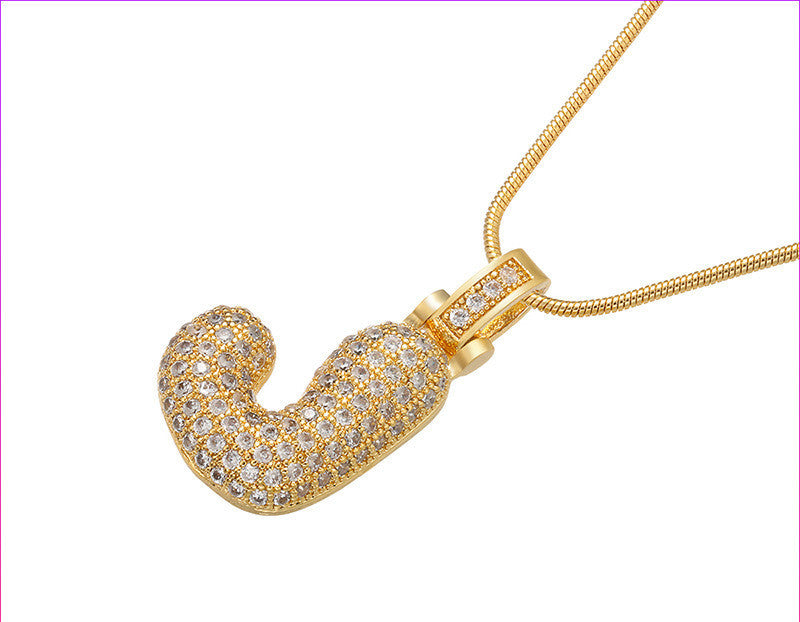 Bubble Letter Initial Necklace