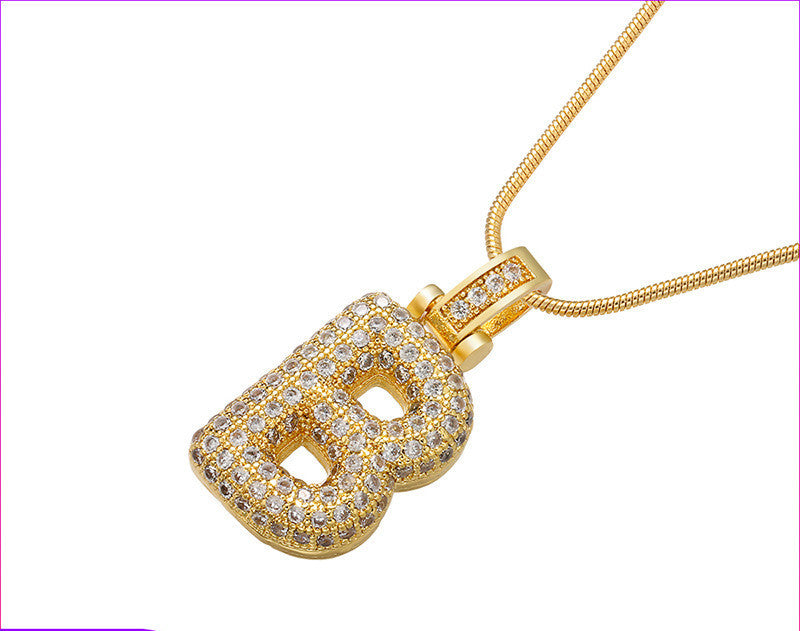 Bubble Letter Initial Necklace