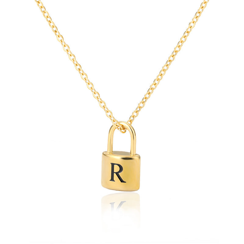 Lock Pendant Initial Necklace