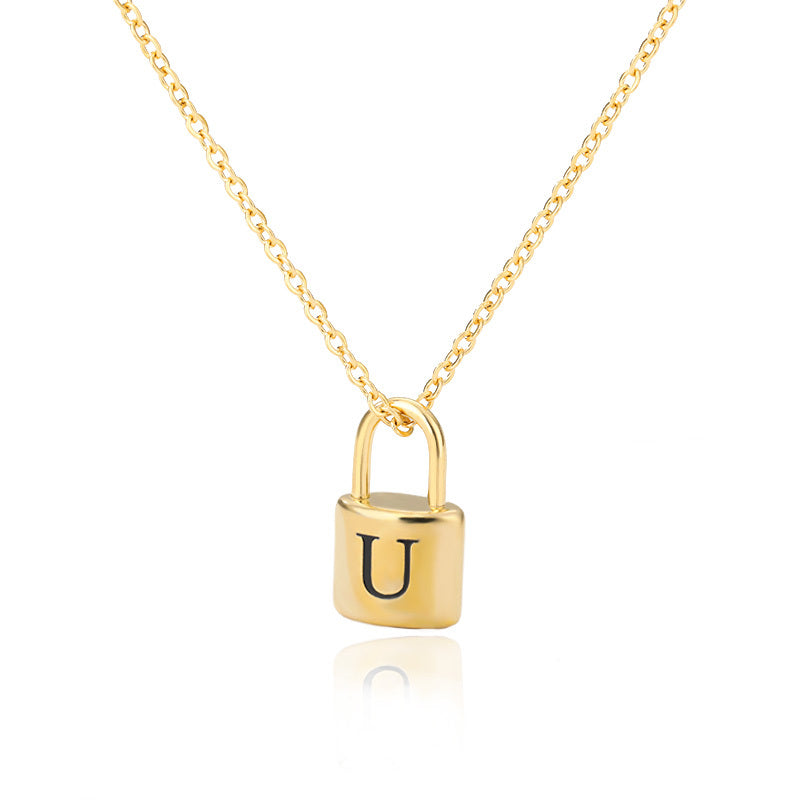 Lock Pendant Initial Necklace