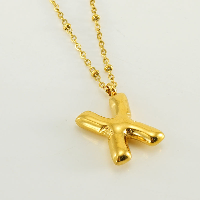 Large Bubble Letter Pendant Necklace