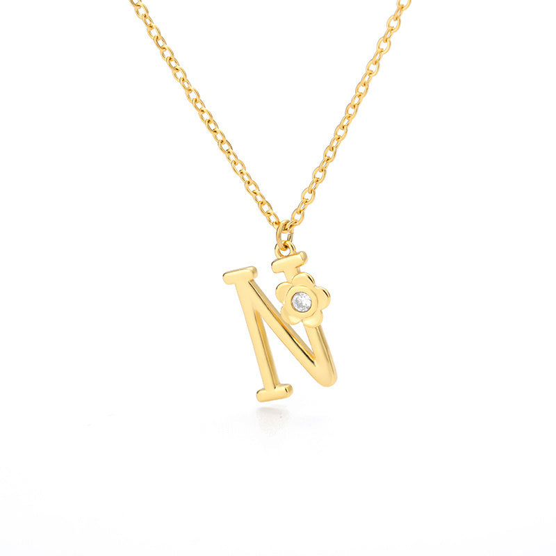 Rose Initial Necklace