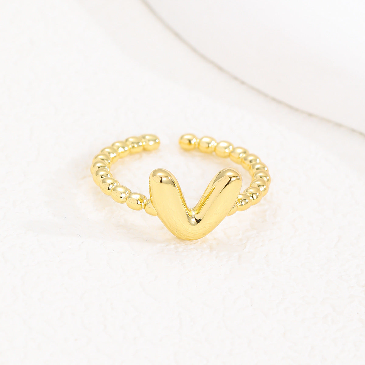 18K Gold Glossy Brass Balloon 26 PCs Letters Ring - Forge & Form