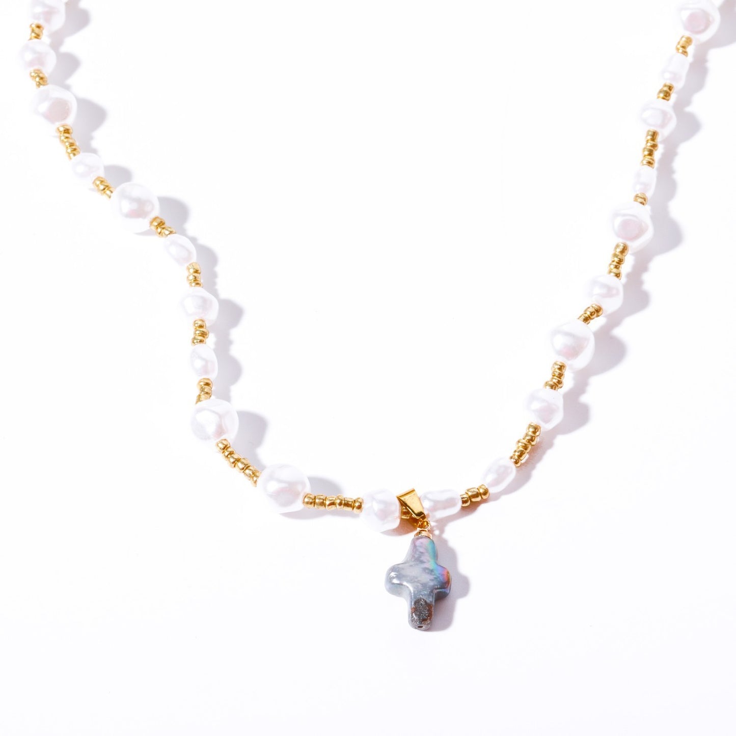 Pearls & Shell Cross Necklace - Forge & Form