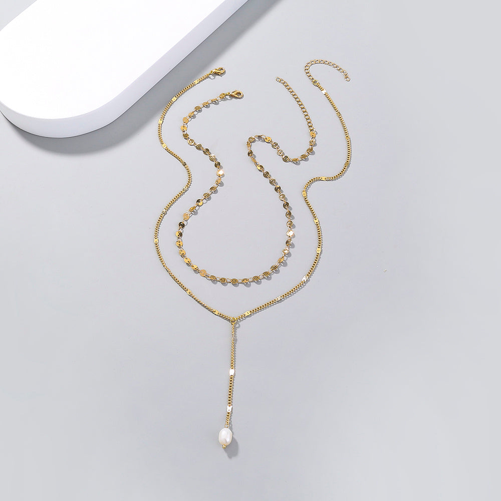 Sequin Pearl Lariat