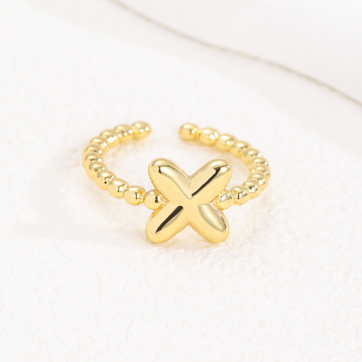 18K Gold Glossy Brass Balloon 26 PCs Letters Ring - Forge & Form