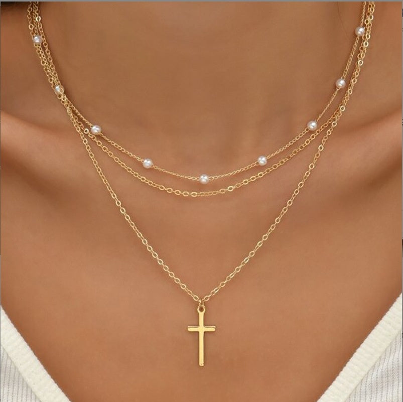 Pearl and Chain Clavicle Necklace