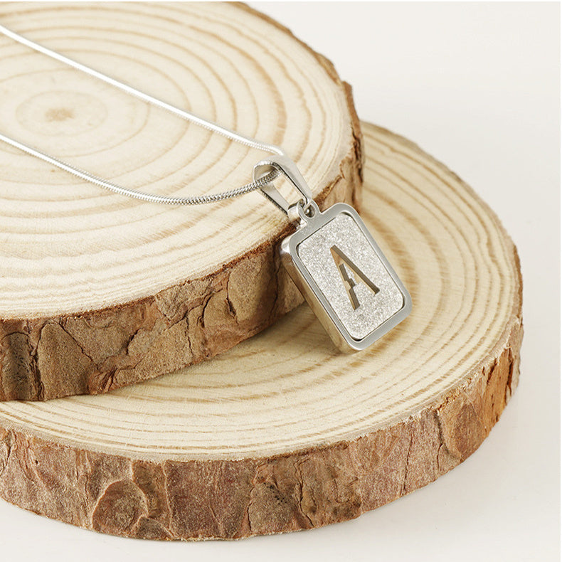 Square Hallow Letter Initial Necklace