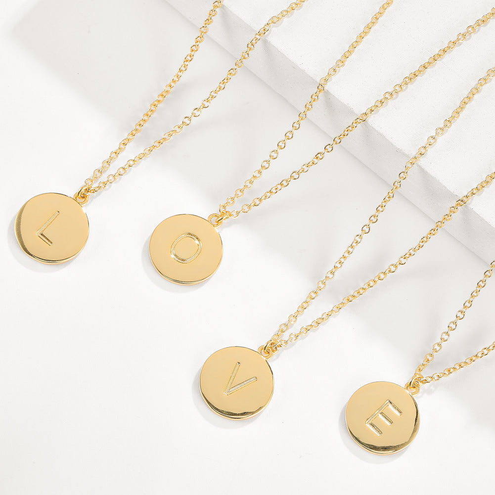 Round Pendant Initial Necklace