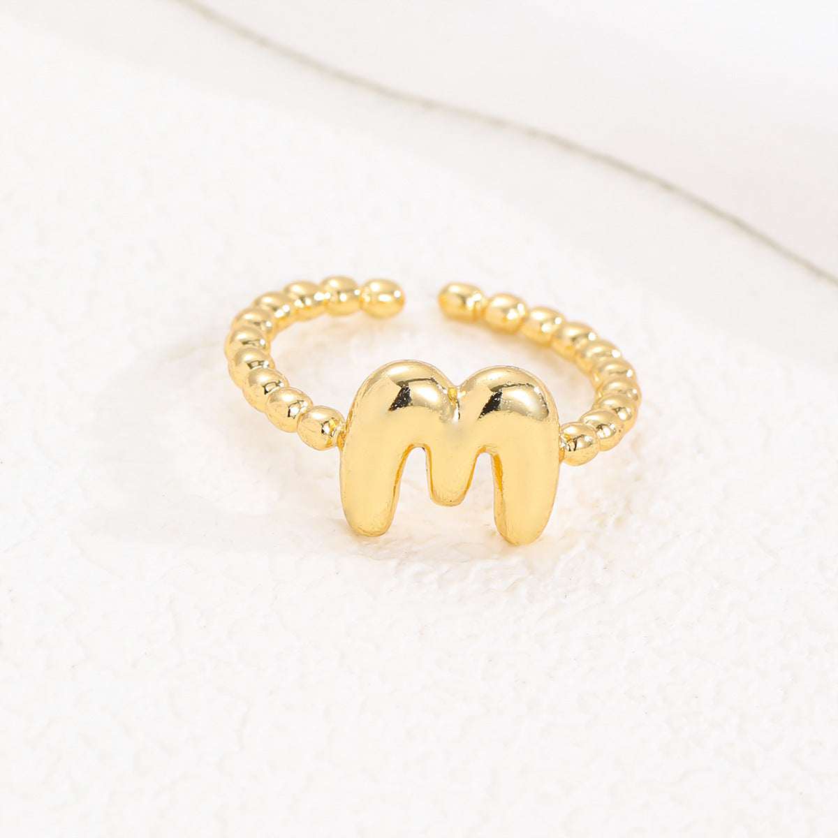 18K Gold Glossy Brass Balloon 26 PCs Letters Ring - Forge & Form