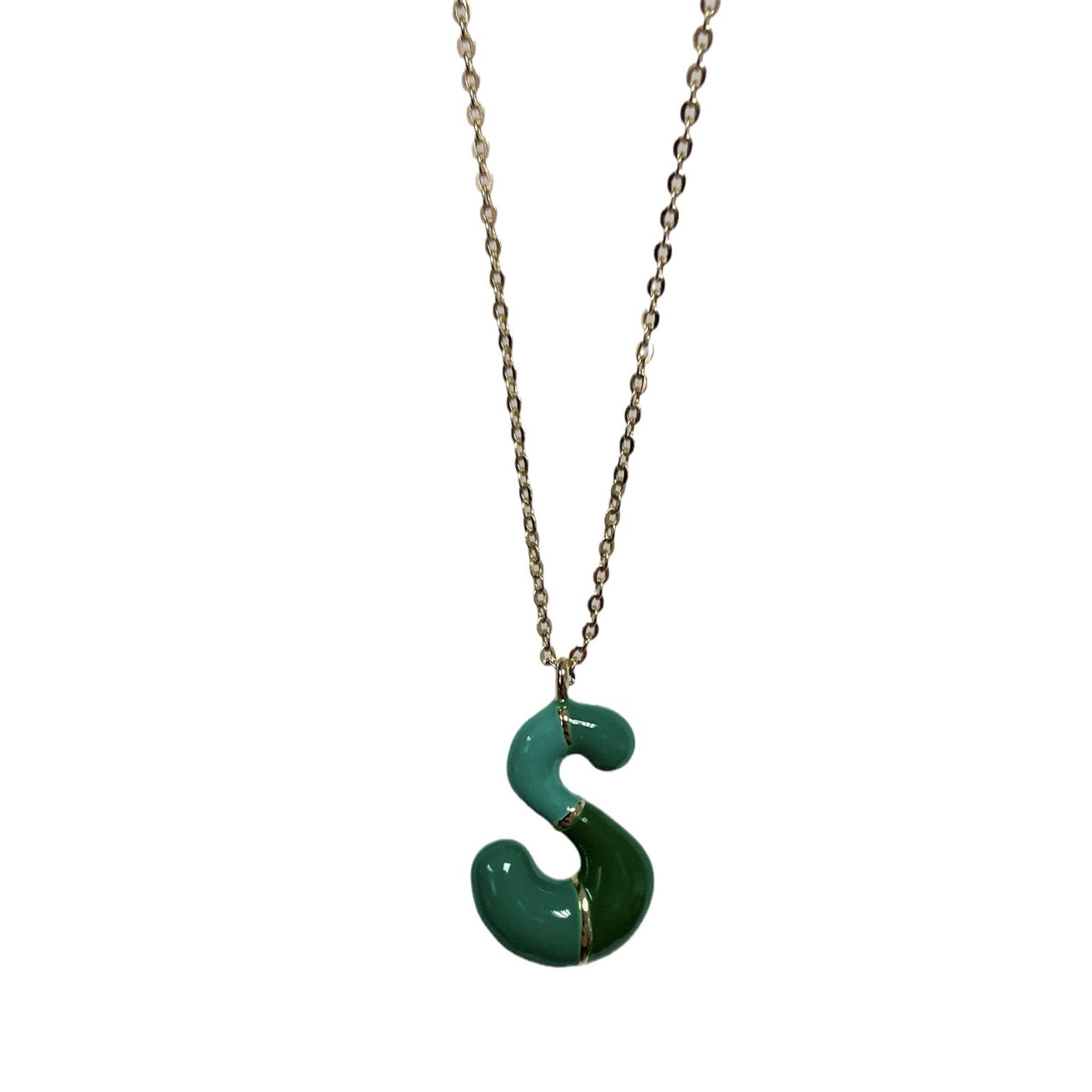 Bone Letter Epoxy Initial Necklace