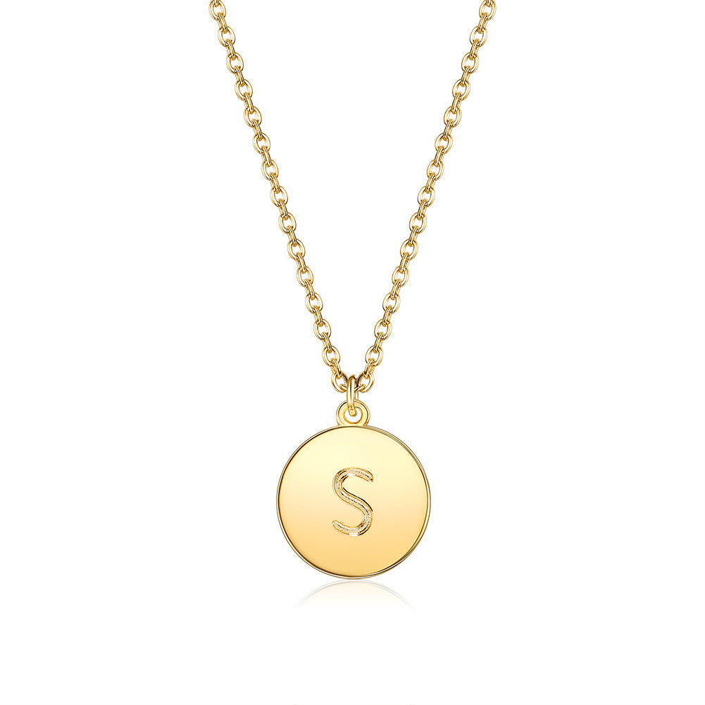Round Pendant Initial Necklace