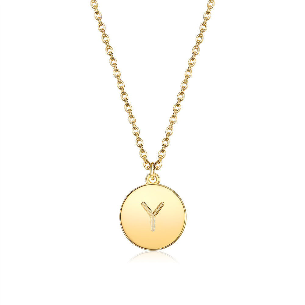 Round Pendant Initial Necklace