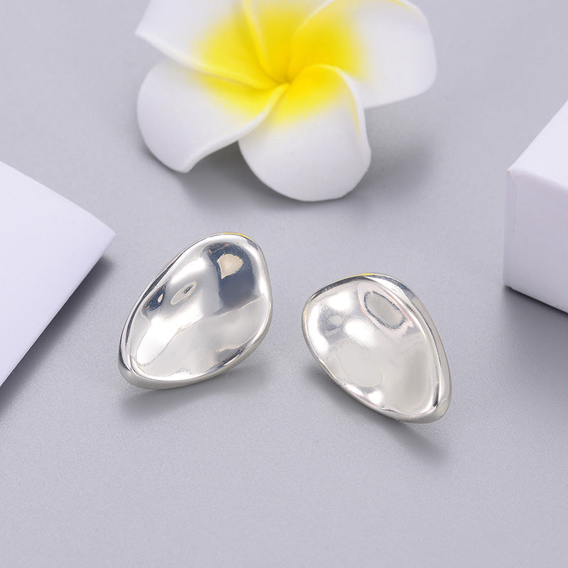 Geometric Bean Stud Earrings