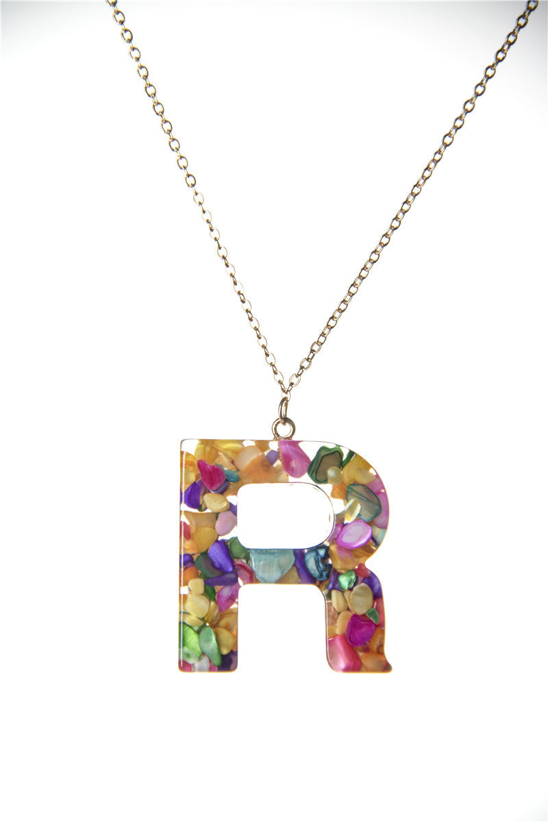 Resin Initial Necklace