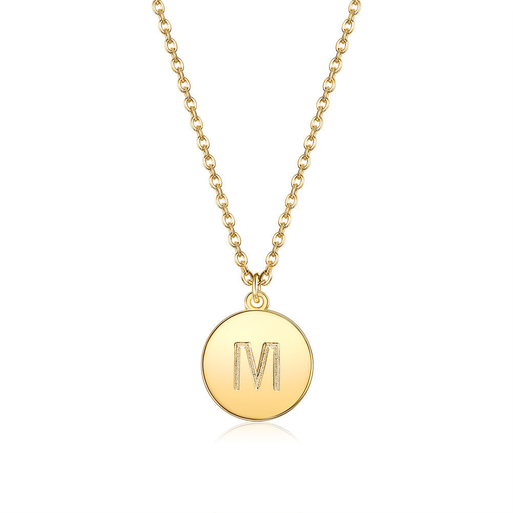 Round Pendant Initial Necklace