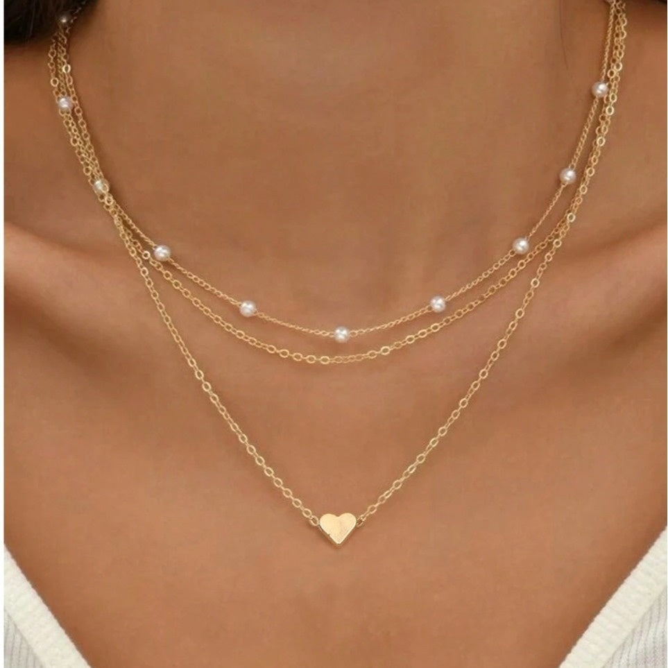 Pearl and Chain Clavicle Necklace