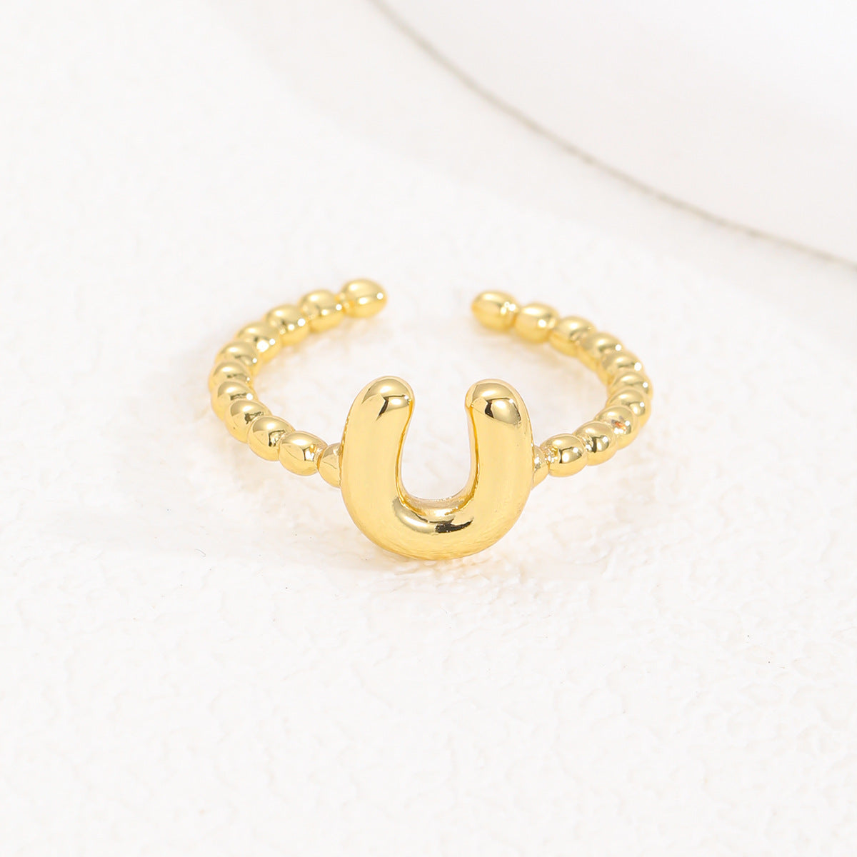 18K Gold Glossy Brass Balloon 26 PCs Letters Ring - Forge & Form