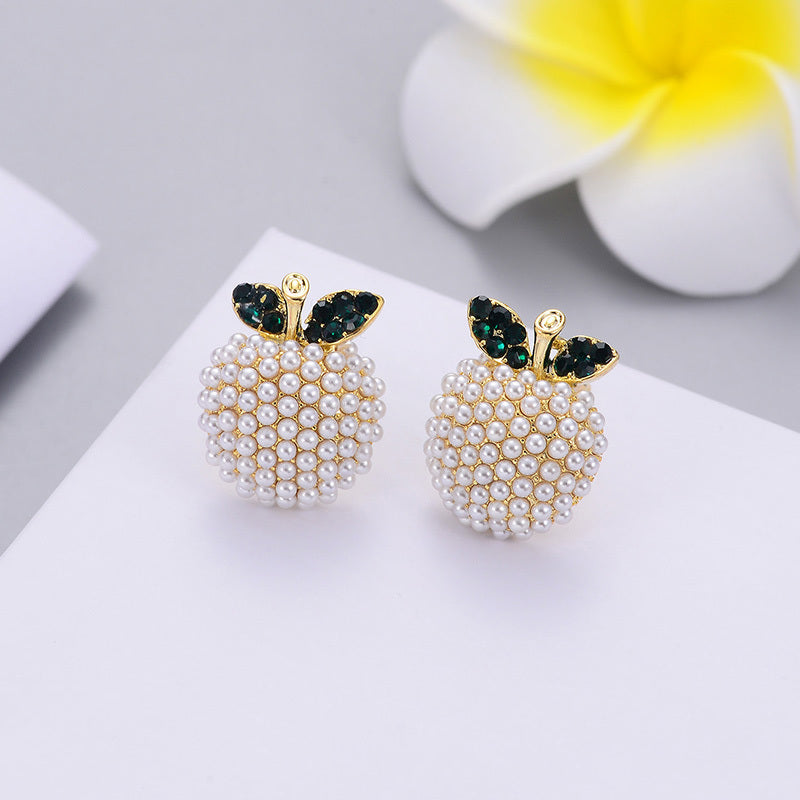 Pearl Apple Stud Earrings