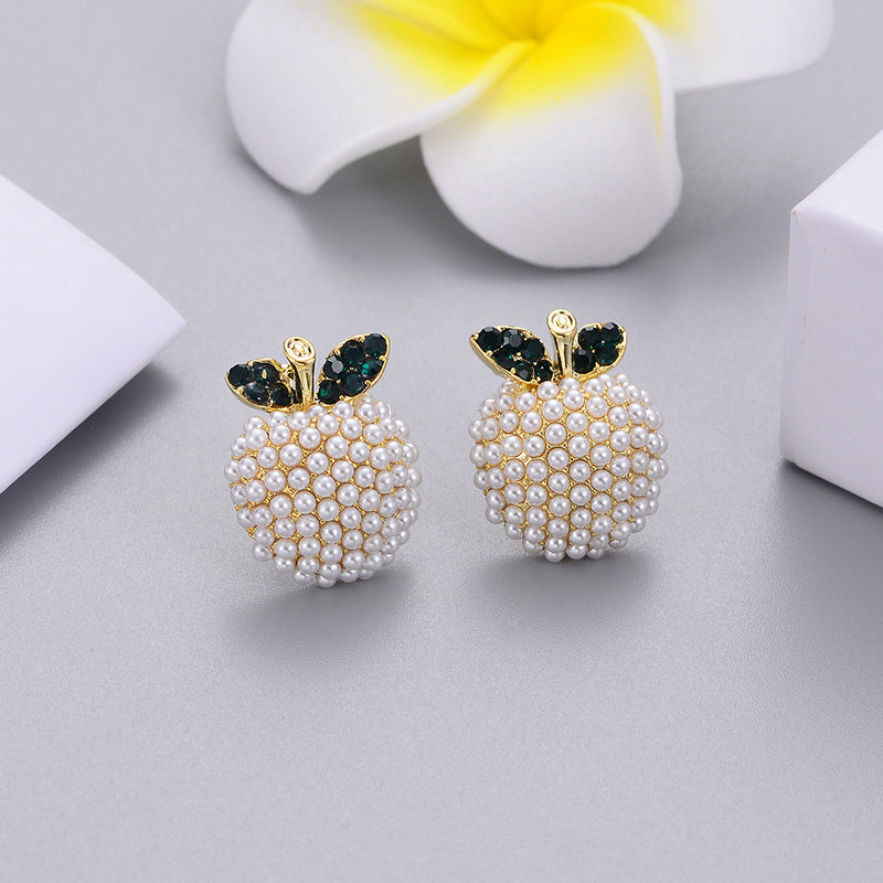 Pearl Apple Stud Earrings