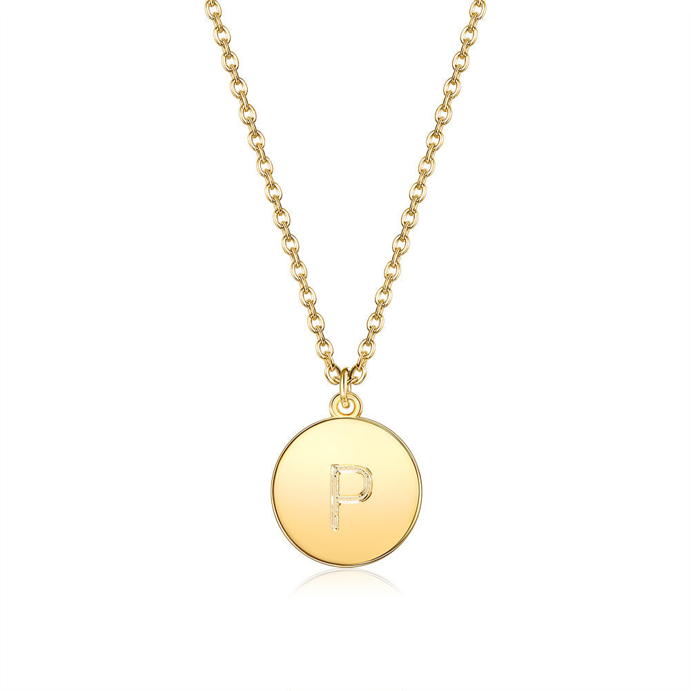 Round Pendant Initial Necklace