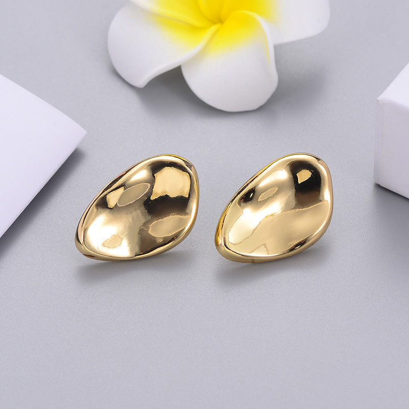 Geometric Bean Stud Earrings