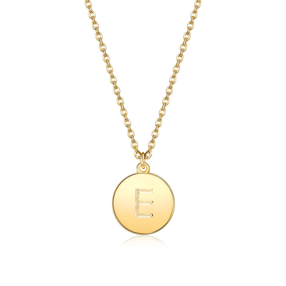 Round Pendant Initial Necklace