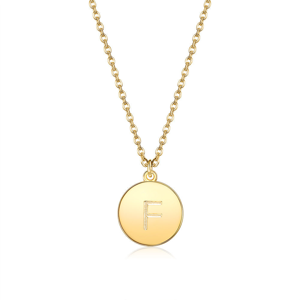 Round Pendant Initial Necklace