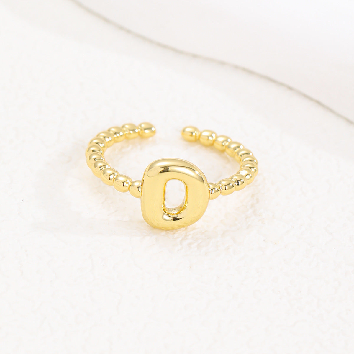 18K Gold Glossy Brass Balloon 26 PCs Letters Ring - Forge & Form