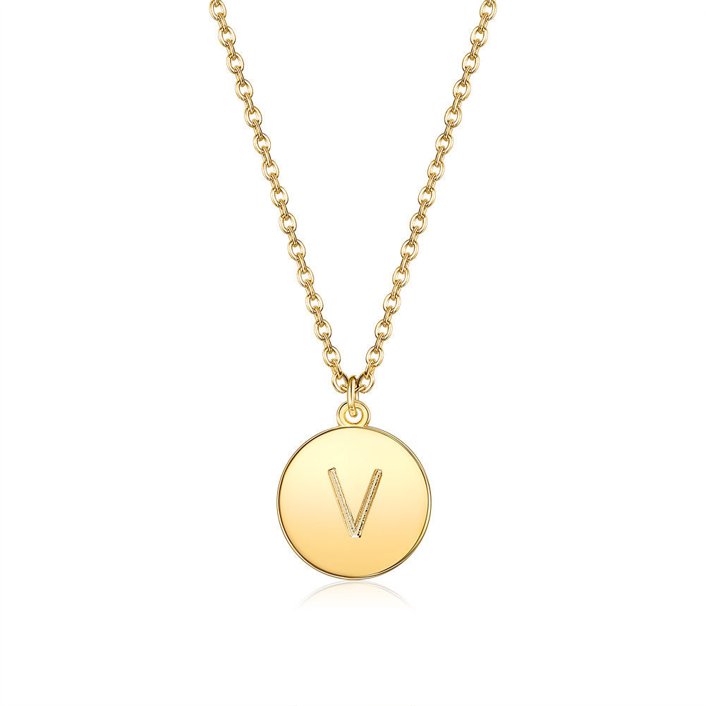 Round Pendant Initial Necklace