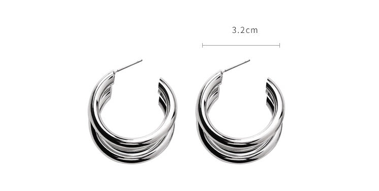 Three Band Metal Hoop Earrings