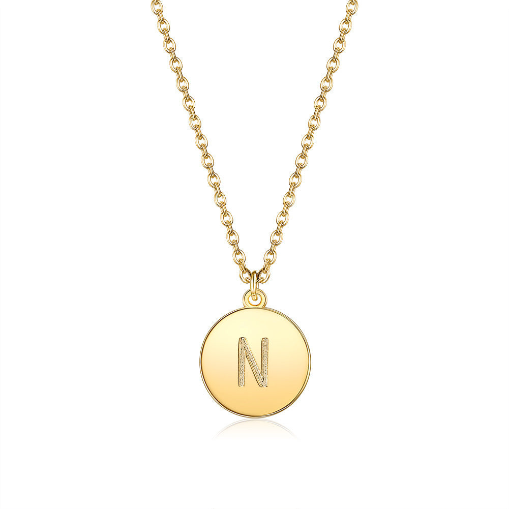 Round Pendant Initial Necklace