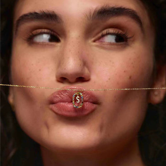 Colored Rhinestone Initial Necklace - Forge & Form