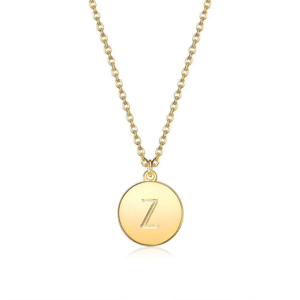 Round Pendant Initial Necklace