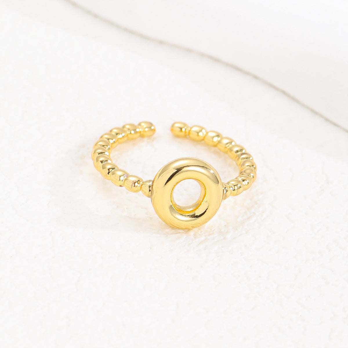 18K Gold Glossy Brass Balloon 26 PCs Letters Ring - Forge & Form