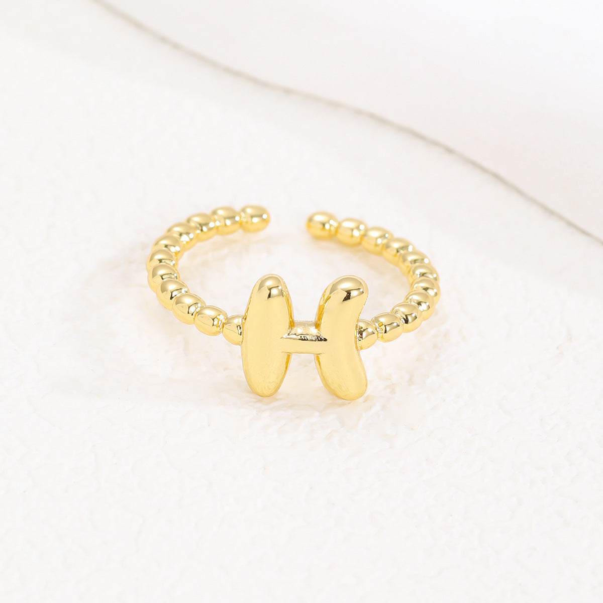 18K Gold Glossy Brass Balloon 26 PCs Letters Ring - Forge & Form
