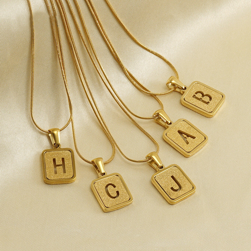 Square Hallow Letter Initial Necklace