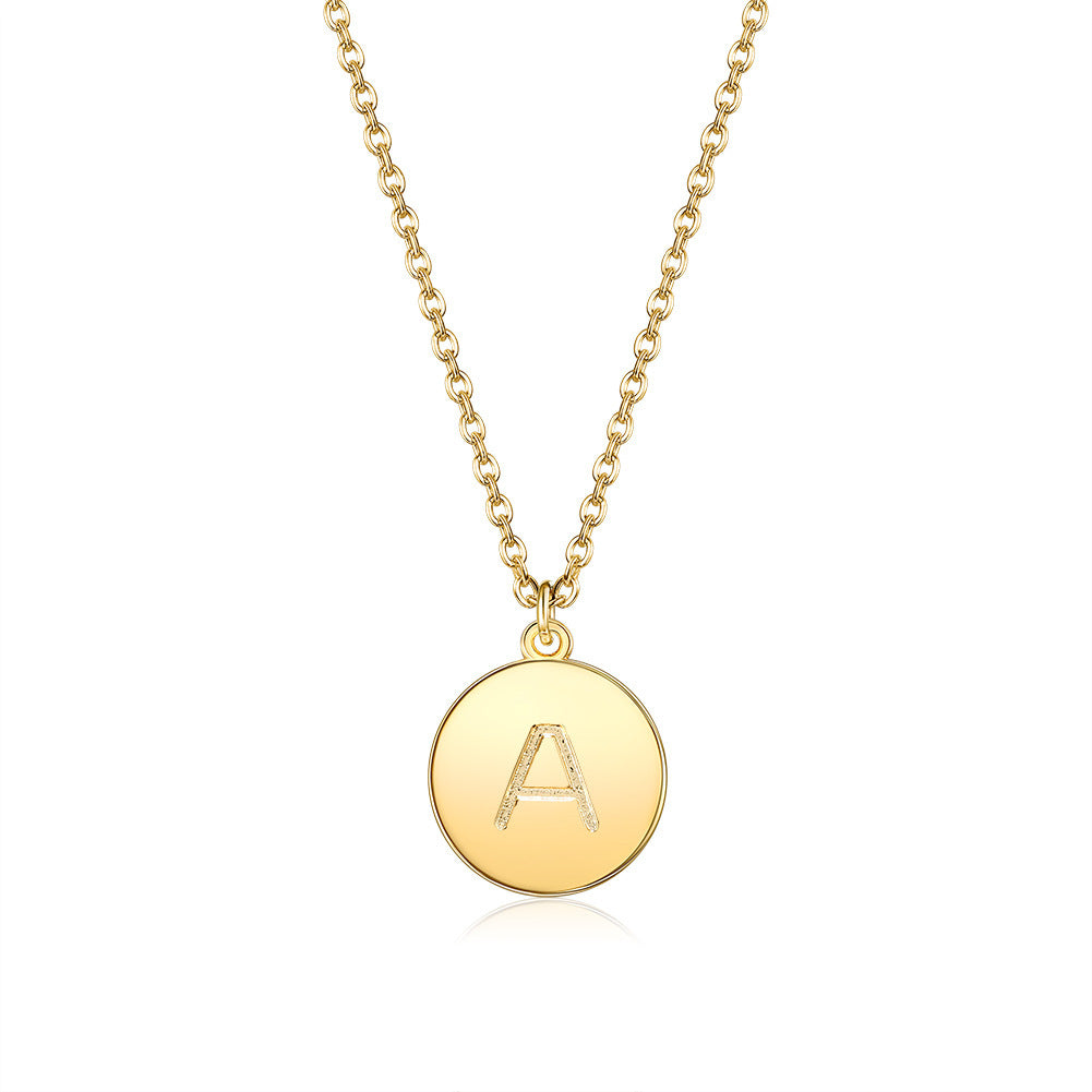 Round Pendant Initial Necklace