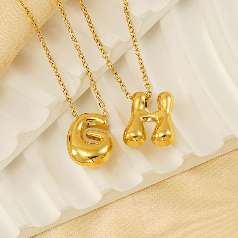 Glossy Bubble Letter Necklace